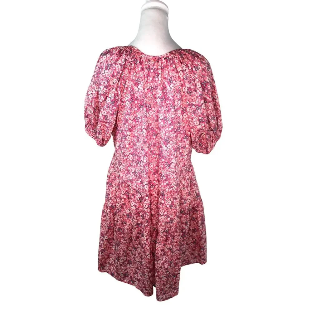 Spell and the Gypsy Poppy Smock floral all over print mini dress M puff sleeve - Picture 3 of 7